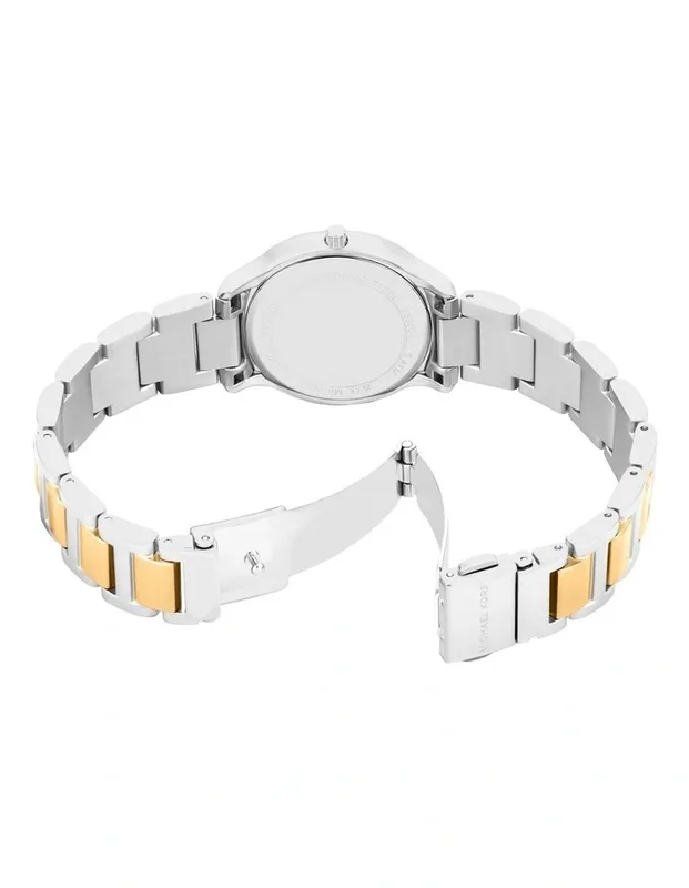 MK4910 שעון מייקל קורס יבואן רשמי | דגם חדש לאישב משולב זהב בלוח פנינה רומי | באזל משובץ זרקונים כולל שנתיים אחריות פלאנטי טיים | Michael Kors Sage Quartz Ladies Watch MK4910