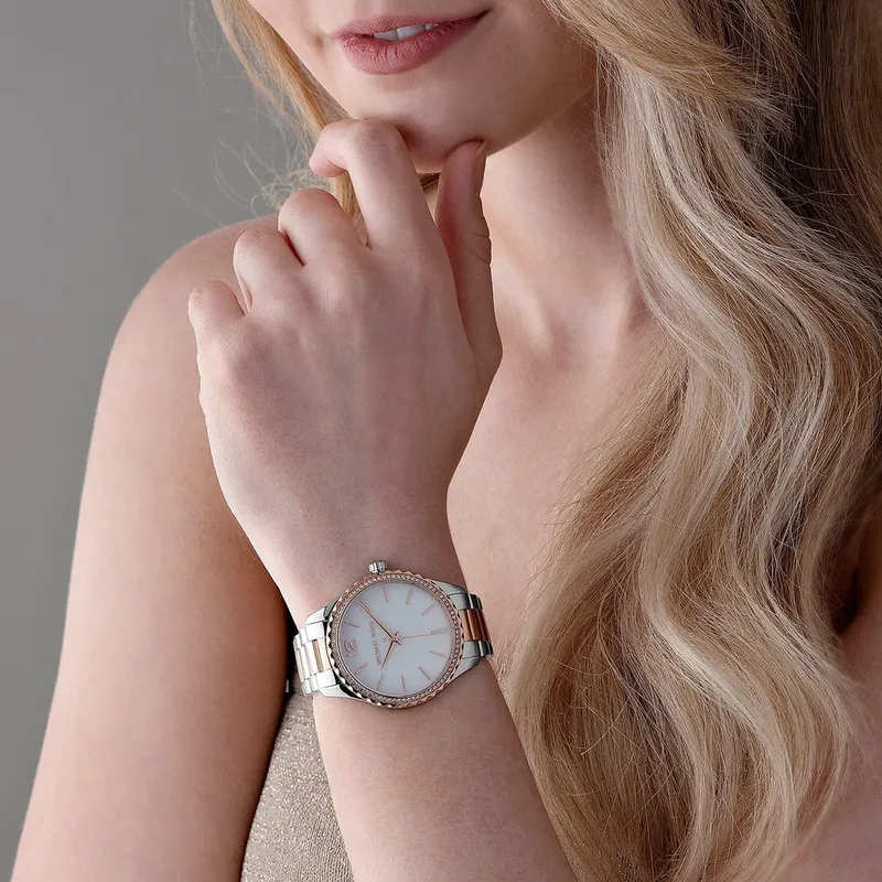 MK6849 מייקל קורס יבואן רשמי לאישה | דגם חדש בלוח לבן | שעון גדול משולב זהב רוז | באזל זרקונים | שנתיים אחירות פלאנט טיים | Original Michael Kors Watch For Women Layton MK6849