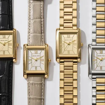 MK4967 שעון מייקל קורס יבואן רשמי | דגם חדש מלבני לאישה משולב זהב לוח רומי | שנתיים אחריות פלאנט טיים | Michael Kors Essex Women';s Watch MK4967