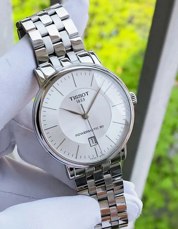 T122.407.11.031.00 שעון טיסו לגבר פאוורמטיק 80 | לוח כסוף עם תאריך | דגם קלאסי אלגנטי עם גב אחורי שקוף | מלאי מוגבל |Tissot T-Classic 40mm Mens Watch T1224071103100