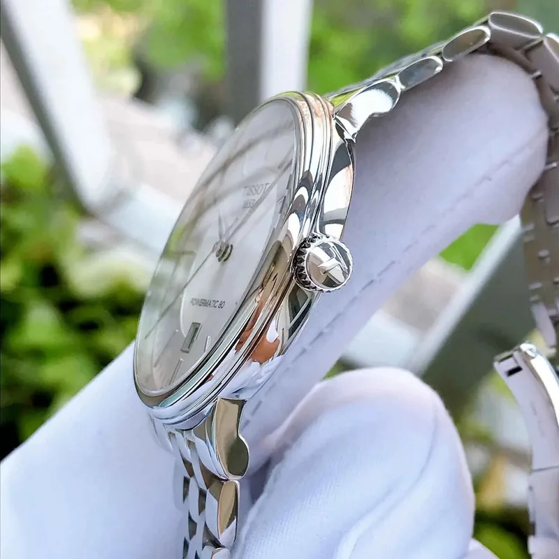 T122.407.11.031.00 שעון טיסו לגבר פאוורמטיק 80 | לוח כסוף עם תאריך | דגם קלאסי אלגנטי עם גב אחורי שקוף | מלאי מוגבל |Tissot T-Classic 40mm Mens Watch T1224071103100