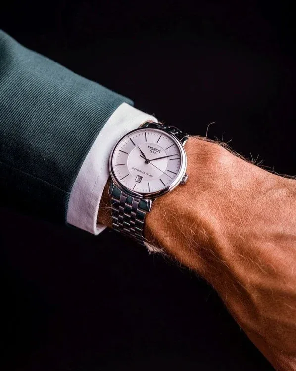 T122.407.11.031.00 שעון טיסו לגבר פאוורמטיק 80 | לוח כסוף עם תאריך | דגם קלאסי אלגנטי עם גב אחורי שקוף | מלאי מוגבל |Tissot T-Classic 40mm Mens Watch T1224071103100