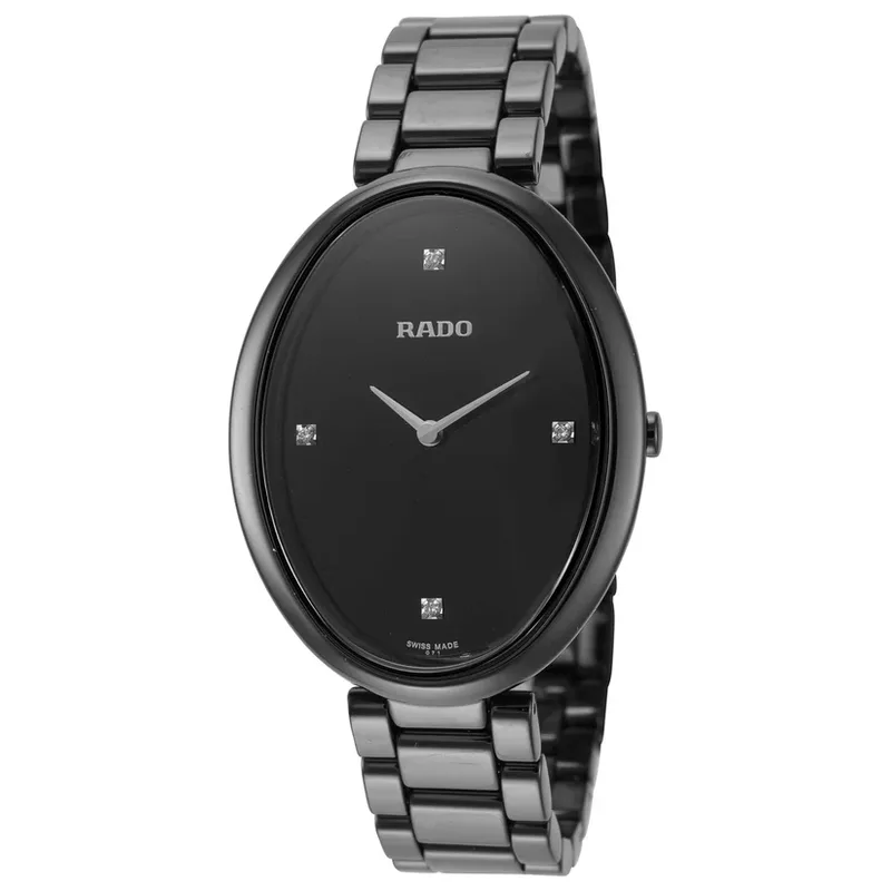 R53222712 שעון ראדו מיוחד לאישה מסדרת אסנזה | דגם אובלי קרמיקה משובץ 4 יהלומים | שנתיים אחריות | מלאי מוגבל בהחלט | Rado Women';s Esenza 33mm Quartz Watch R53222712
