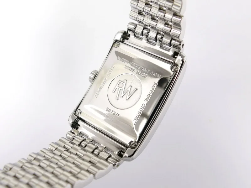 5873/1 שעון יוקרתי מלבני לאישה של ריימונד ווייל יד 2 | דגם כסוף משובץ 52 יהלומים לבנים ( אפטר ) כולל אחריות קופסא וכרטיס | שעוני יוקרה שווצריים יד שנייה לנשים | Raymond Weil Classic 5873/1 DIAMONDS