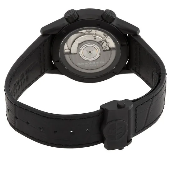 2765-BKC-20001 שעון חדש של ריימונד ווייל לגברים | דגם GMT אוטומטי וורלד טיימר | רצועת עור כולל שנתיים אחריות יבואן רשמי | Frelancer GMT Automatic Black Dial Men';s Watch 2765-BKC-20001 by Raymond We