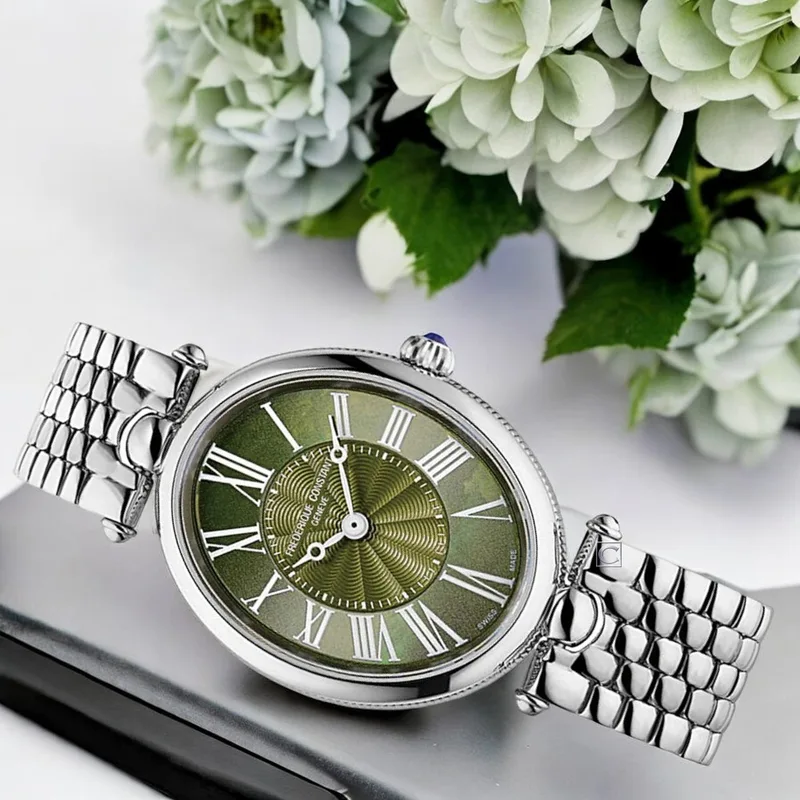 FC- 200KMPW2V6B שעון מיוחד לאישה של פרדריק קונסטנט שווייץ | דגם אובלי בלוח מאד מיוחד פנינה ירוק רומי | מלאי מוגבל | שנתיים אחריות יבואן רשמי | Classics Art Deco Oval FC-200MPW2V6B