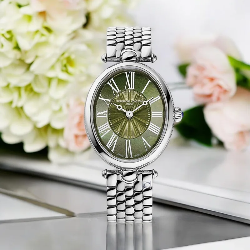 FC- 200KMPW2V6B שעון מיוחד לאישה של פרדריק קונסטנט שווייץ | דגם אובלי בלוח מאד מיוחד פנינה ירוק רומי | מלאי מוגבל | שנתיים אחריות יבואן רשמי | Classics Art Deco Oval FC-200MPW2V6B