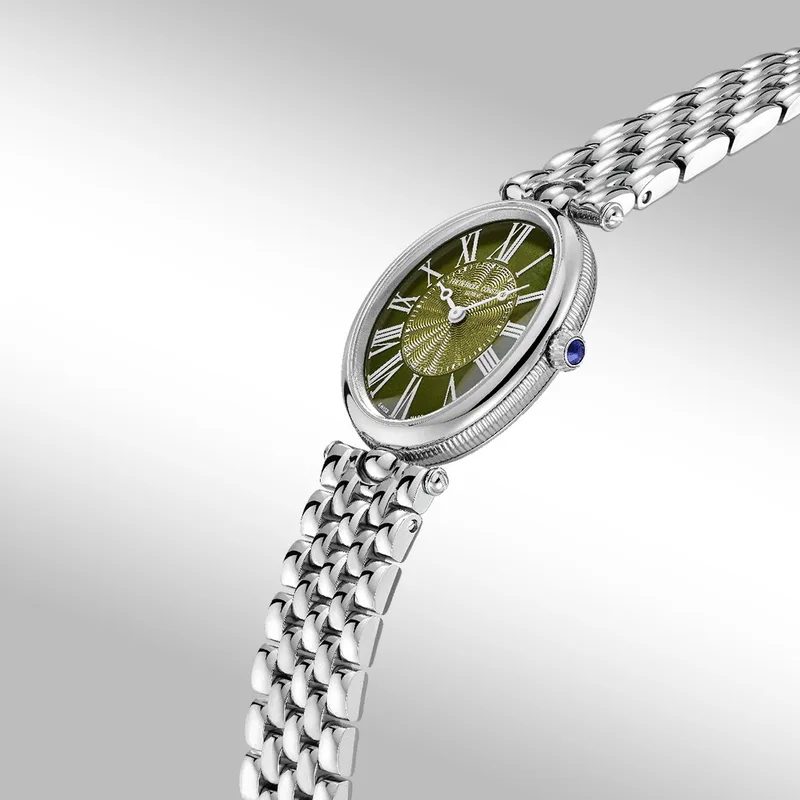 FC- 200KMPW2V6B שעון מיוחד לאישה של פרדריק קונסטנט שווייץ | דגם אובלי בלוח מאד מיוחד פנינה ירוק רומי | מלאי מוגבל | שנתיים אחריות יבואן רשמי | Classics Art Deco Oval FC-200MPW2V6B