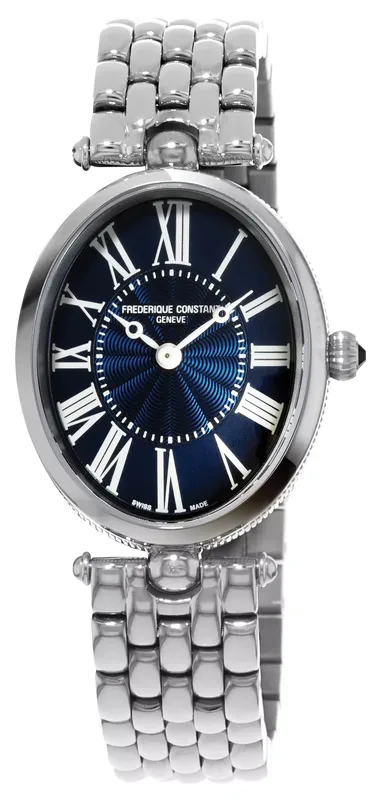FC-200MPN2V6B שעון יוקרה לנשים של פרדריק קונסטנט | דגם אובלי בלוח פנינה כחול רומי | אבן ספיר בכתר | שעון מיוחד מלאי מוגבל | שנתיים אחריות יבואן רשמי בישראל | FREDERIQUE CONSTANT Art Deco 200MPN2V6B