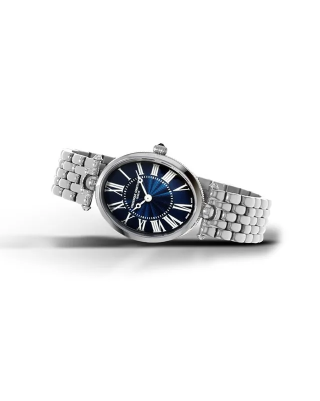 FC-200MPN2V6B שעון יוקרה לנשים של פרדריק קונסטנט | דגם אובלי בלוח פנינה כחול רומי | אבן ספיר בכתר | שעון מיוחד מלאי מוגבל | שנתיים אחריות יבואן רשמי בישראל | FREDERIQUE CONSTANT Art Deco 200MPN2V6B