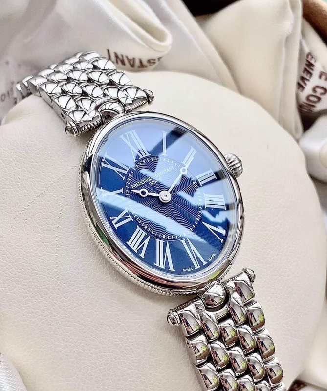 FC-200MPN2V6B שעון יוקרה לנשים של פרדריק קונסטנט | דגם אובלי בלוח פנינה כחול רומי | אבן ספיר בכתר | שעון מיוחד מלאי מוגבל | שנתיים אחריות יבואן רשמי בישראל | FREDERIQUE CONSTANT Art Deco 200MPN2V6B