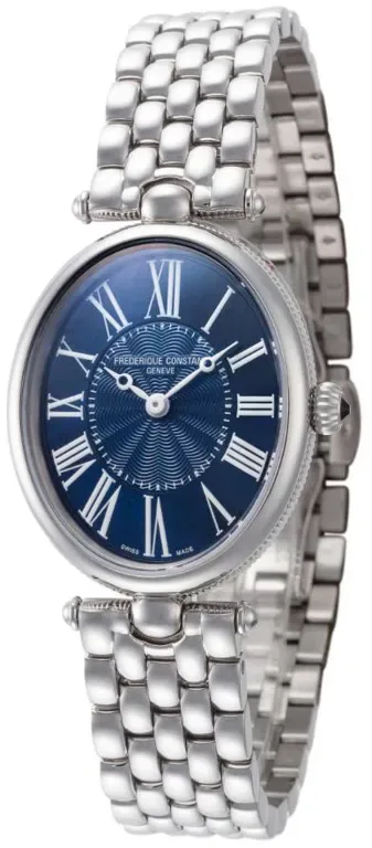 FC-200MPN2V6B שעון יוקרה לנשים של פרדריק קונסטנט | דגם אובלי בלוח פנינה כחול רומי | אבן ספיר בכתר | שעון מיוחד מלאי מוגבל | שנתיים אחריות יבואן רשמי בישראל | FREDERIQUE CONSTANT Art Deco 200MPN2V6B