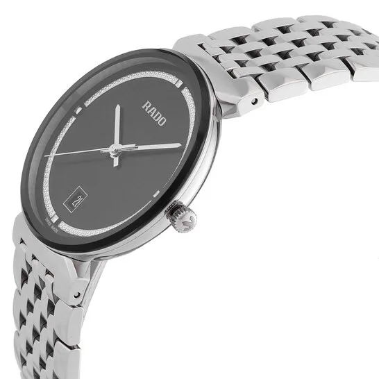 R-39124016 | R48912163 שעון ראדו יבואן רשמי לגברים | דגם מסדרת פלורנס | לוח שחור נצנצים | קוטר 38 מ';';מ | 5 שנים אחריות | RADO Florence Quartz 38MM Stainless Steel Watch R48912163