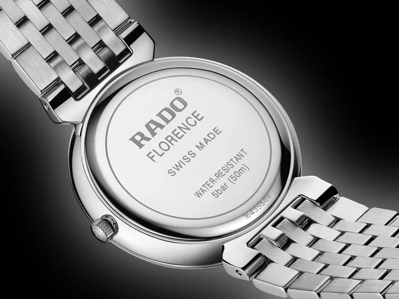 R-39124016 | R48912163 שעון ראדו יבואן רשמי לגברים | דגם מסדרת פלורנס | לוח שחור נצנצים | קוטר 38 מ';';מ | 5 שנים אחריות | RADO Florence Quartz 38MM Stainless Steel Watch R48912163