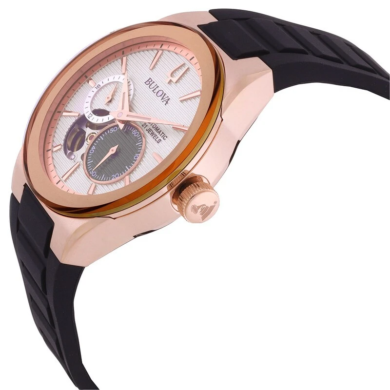 97A186 שעון בולובה מהדורה מיוחדת לגרמי הלטיני | דגם לגברים אוטומטי ברצועת ספורט | לוח פתוח כולל שנתיים אחריות | מלאי מוגבל | Bulova Latin GRAMMY® 38MM Automatic Watch 97A186