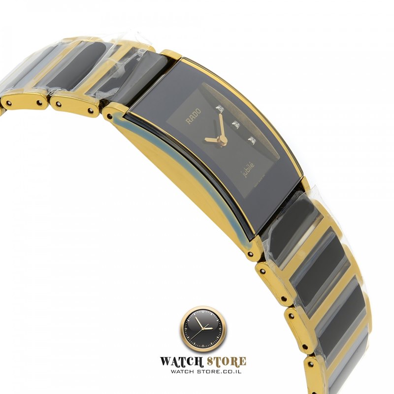 R20789752 שעון ראדו קרמיקה מיני לנשים | דגם קרמי שחור משולב זה משובץ 6 יהלומים בלוח | שעוני יוקרה לנשים של ראדו במבצע | Rado Ladies Integral R20789752 Black Ceramic Case