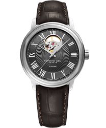 2227-STC-00609 שעון לגבר מסדרת מאסטרו של ריימונד ווייל שוויץ | שעון אוטומטי אלגנטי ברצועת עור שחורה לוח פתוח | Men's Raymond Weil Maestro 2227-STC-00609 Automatic Watch