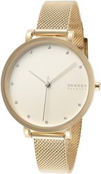 שעון סקאגן זהב לנשים | זדגם משובץ | קולקציית שעוני אופנה חדשים | SKW7206 Hagen Three-Hand Gold-Tone Steel-Mesh Watch - Skagen