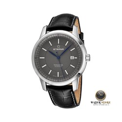 שעון יד אוטומטי של אטרנה | שעוני יוקרה במחירים מיוחדים | דגם לוח אפור מיוחד ברצועת עור שחורה למראה אלגנטי ויוקרתי | שנתיים אחריות |Eterna Men's Tangaroa 42mm Automatic Watch 2948-41-51-1261