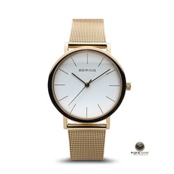 שעון ברינג זהב בלוח לבן לנשים | דגם 3 מחוגים | 3 שנים אחריות | חנות שעונים בראשל''צ | Classic | polished gold | 13436-334 | BERING