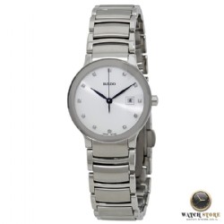 R30928733 שעון ראדו מסדרת סנטריקס לנשים | ראדו כסוף משובץ 12 יהלומים | מחוגים כחולים למראה מיוחד | חנות שעוני ראדו | Rado Centrix Silver Diamond Dial Ladies Watch R30928733