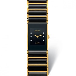 שעון ראדו קרמיקה מיני לנשים | דגם קרמי שחור משולב זה משובץ 6 יהלומים בלוח | שעוני יוקרה לנשים של ראדו במבצע | Rado Ladies Integral R20789752 Black Ceramic Case