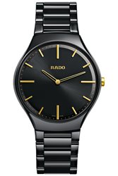 R27741172 שעון ראדו טרו קרמיקה שחור | שעון דק וקל במיוחד רק 5 מ''מ | שעוני קרמיקה לגבר | שנתיים אחריות | Rado True Thinline | R27741172 38mm Ceramic