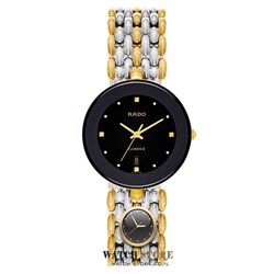 שעון ראדו פלורנס לוח שחור משולב זהב וכסף | קולקציית שעונים יוניסקס של ראדו | Rado Flourence Black dial R48743153 Steel Watch
