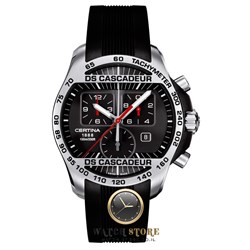 שעון יד ספורטיבי של המותג השווצרי סרטינה | שעוני ספורט וצלילה במבצע | Certina DS Cascadeur C003-617-27-050-00 Watch with Black Rubber Strap