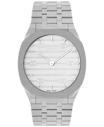 YA163407 שעון יד גוצי דגם H25 דק מאד רק 4.5 מ''מ לוח כסוף ממותג | שעון אופנה יוקרתי שווצרי | יד 2 שמור מאד נקנה אצל היבואן הרשמי | GUCCI 25H YA163407 Silver Quartz Unisex Watch