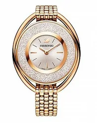 5200341 שעון סברובסקי לאישה מיוחד רוז גולד | דגם שווצרי זכוכית מקומרת אבנים בלוח | שנתיים אחריות יבואן רשמי פלאנט טיים | Crystaline Oval Quartz Silver Dial Ladies Watch 5200341 by Swarovski