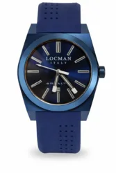 0201BLBLNNKSIB שעון לוקמן איטליה לגברים | דגם כחול ספורטיבי אלגנטי ברצועת ספורט | שנתיים אחריות יבואן רשמי |MEN'S QUARZT WATCH PVD/SILICONE STEALTH LOCMAN 0201BLBLNNKSIB