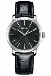 R14089185 שעון ראדו לנשים מסדרת דימאסטר | דגם ברצועת עור שחורה | שעון אלגנטי קלאסי לאישה | שנתיים אחריות | מלאי מוגבל | Rado R14089185 DiaMaster Quartz Watch