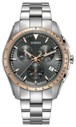 R-02593016 | R32259163 שעון ראדו יבואן רשמי לגברים מסדרת הייפרכרום | דגם ספורטיבי אלגנטי כרונוגרף | באזל זהב רוז | 5 שנים אחריות | HyperChrome Chronograph Grey Dial Men's Watch R32259163 by Rado
