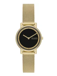 SKW3111 שעון יד סקאגן אלגנטי במראה יוקרתי | דגם לנשים בלוח שחור מיוחד | רצועת מאש זהב | שנתיים אחריות יבואן רשמי | Skagen Watch SIGNATUR LILLE SKW3111 Ladies Gold