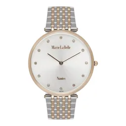 MLB.611.411 שעון יוקרתי אופנתי לנשים של מארי לה באל שוויץ | דגם משולב זהב רוז בלוח כסוף משובץ זרקונים | Marie La Belle Watch – elegant women’s watch with timeless luxury design MLB.611.411