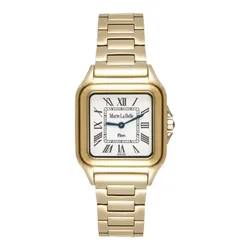 MLB.610.211 שעון זהב לנשים של מרי לה באל | דגם רומי מרובע אופנתי יוקרתי | שעון איכותי שווצרי | שנתיים אחריות | Marie La Belle Watch – luxury women’s watch MLB.610.211
