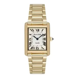 MLB.613.211 שעון מרי לה באל זהב לאישה | דגם מלבני בלוח רומי | זכווכית ספיר | שעון יוקרתי אופנתי לנשים | Marie La Belle Watch for women featuring Swiss movement MLB.613.211