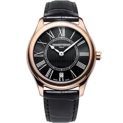 FC-220MB3B4 שעון יוקרתי של פרדריק קונסטנט לנשים | דגם רוז גולד בלוח שחור | רצועת עור | מחוגים לבנים | שנתיים אחריות יבואן רשמי | Frédérique Constant Classics Women's Black Watch FC-220MB3B4