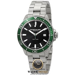 שעון ריימונד ווייל לגברים | דגמים חדשים של המותג השווצרי | באזל ירוק מסתובב מיוחד | שנתיים אחריות | Raymond Weil Watch Tango Diver Mens 8260-ST7-20001