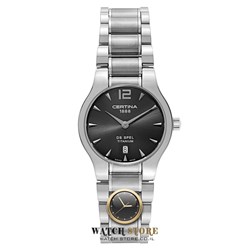 שעון סרטינה טיטניום לאישה | רצועת טיטניום בלוח שחור | מנגנון קוורץ שווצרי | 5 שנות אחריות ומשלוח חינם | חנות שעוני סרטינה בראשון לציון | Certina Women's DS Spel C012-209-44-087-00 Silver