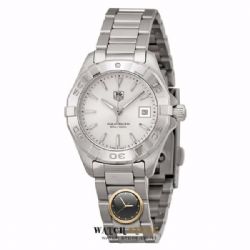 שעון יד כסוף בלוח לבן של המותג טאג הויאר לנשים | מבצעים חדשים | Tag Heuer Aquaracer