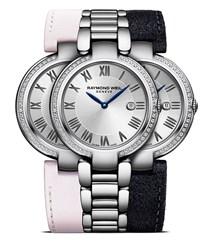 שעון יד ריימונד וויל לנשים | דגם רצועות מתחלפות מתנה מושלמת לנשים | השעון משובץ 49 יהלומים | שנתיים אחריות | מלאי מוגבל | 1600-STS-RE659 Shine Ladies Quartz 49 Diamond Steel Interchangeable