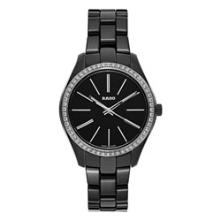 R32312152 שעון ראדו היפרכרום קרמי לנשים | שעוני יוקרה משובצים יהלומים שווצרי | שנתיים אחריות | חנות שעונים ראדו בראשון לציון | Rado HyperChrome Black Dial Ladies Diamond Ceramic Watch R32312152